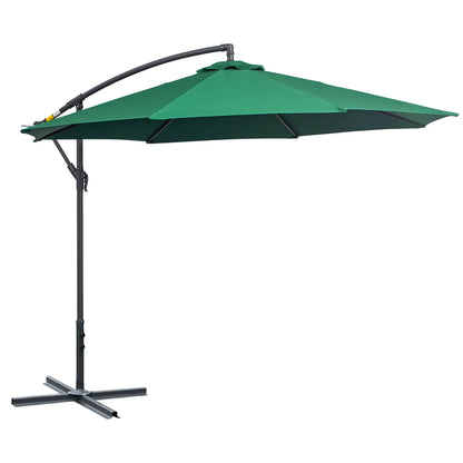10' Deluxe Patio Umbrella, Offset Sunshade with Crank, Dark Green Cantilever Umbrellas at Gallery Canada