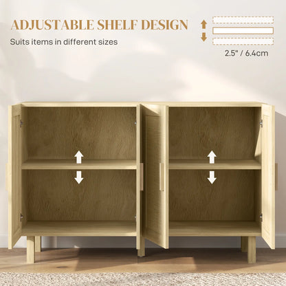 Boho Sideboard Cabinet, 4 Rattan Doors, Adjustable Shelves, Natural Storage Cabinets at Gallery Canada