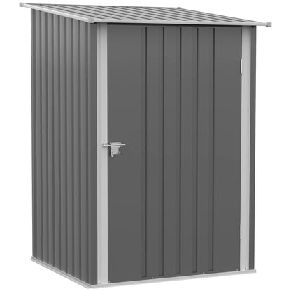 3.3' x 3.4' Lean-To Garden Shed, Galvanized Steel Tool House, Lockable Door, Grey Sheds Light Grey at Gallery Canada