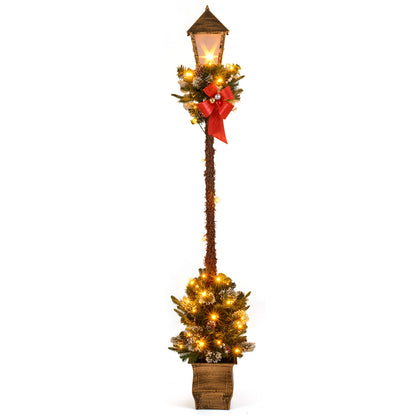 6.1 Feet Christmas Pre-lit Street Lamp with Artificial Greenery and Snow-flocked Branch Tips Christmas Decor & Accessories at Gallery Canada