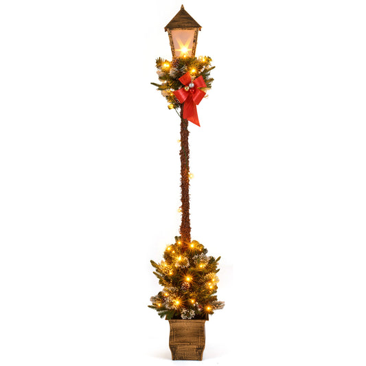 6.1 Feet Christmas Pre-lit Street Lamp with Artificial Greenery and Snow-flocked Branch Tips Christmas Decor & Accessories Options at Gallery Canada