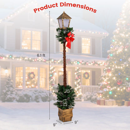 6.1 Feet Christmas Pre-lit Street Lamp with Artificial Greenery and Snow-flocked Branch Tips Christmas Decor & Accessories at Gallery Canada