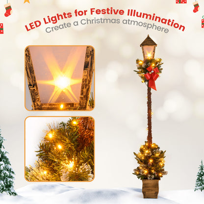 6.1 Feet Christmas Pre-lit Street Lamp with Artificial Greenery and Snow-flocked Branch Tips Christmas Decor & Accessories at Gallery Canada