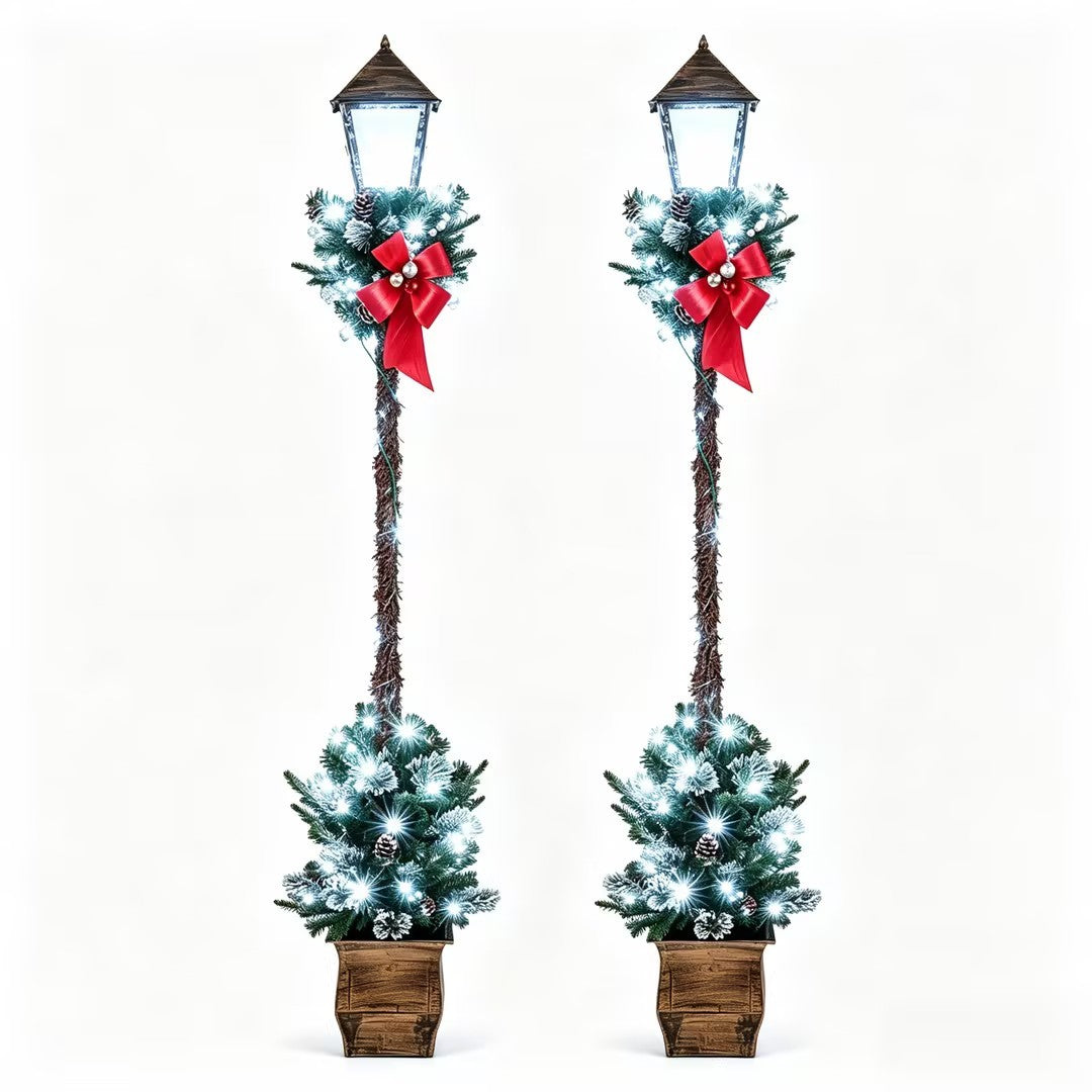 6.1 Feet Christmas Pre-Lit Street Lamp Set of 2, Snow-Flocked Christmas Decor & Accessories White at Gallery Canada