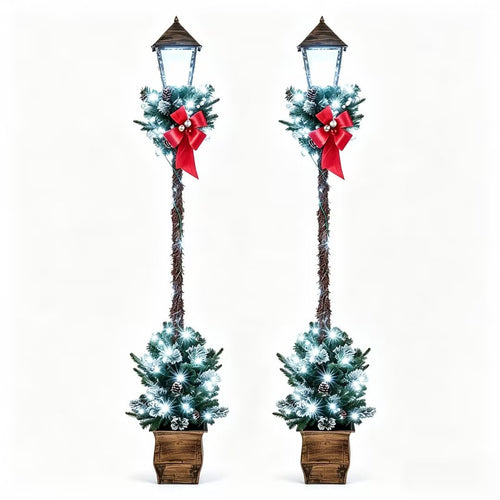 6.1 Feet Pre-lit Christmas Street Lamp Set of 2
