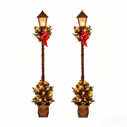 6.1 Feet Christmas Pre-lit Street Lamp Set of 2, Yellow