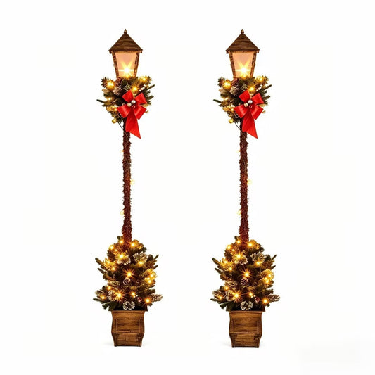 6.1 Feet Christmas Pre-lit Street Lamp Set of 2, Yellow Christmas Decor & Accessories Yellow at Gallery Canada