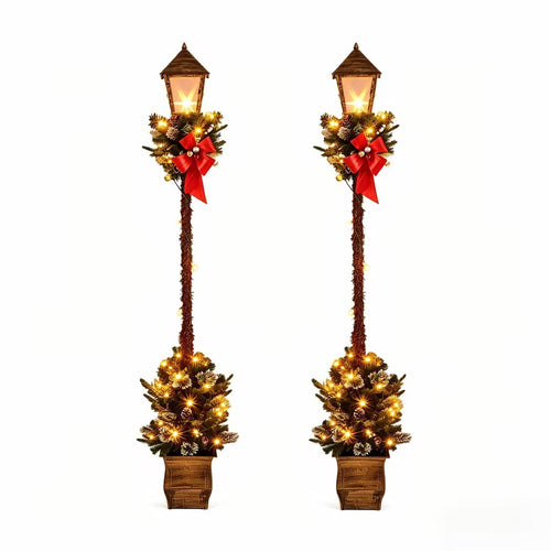 6.1 Feet Christmas Pre-lit Street Lamp Set of 2, Yellow