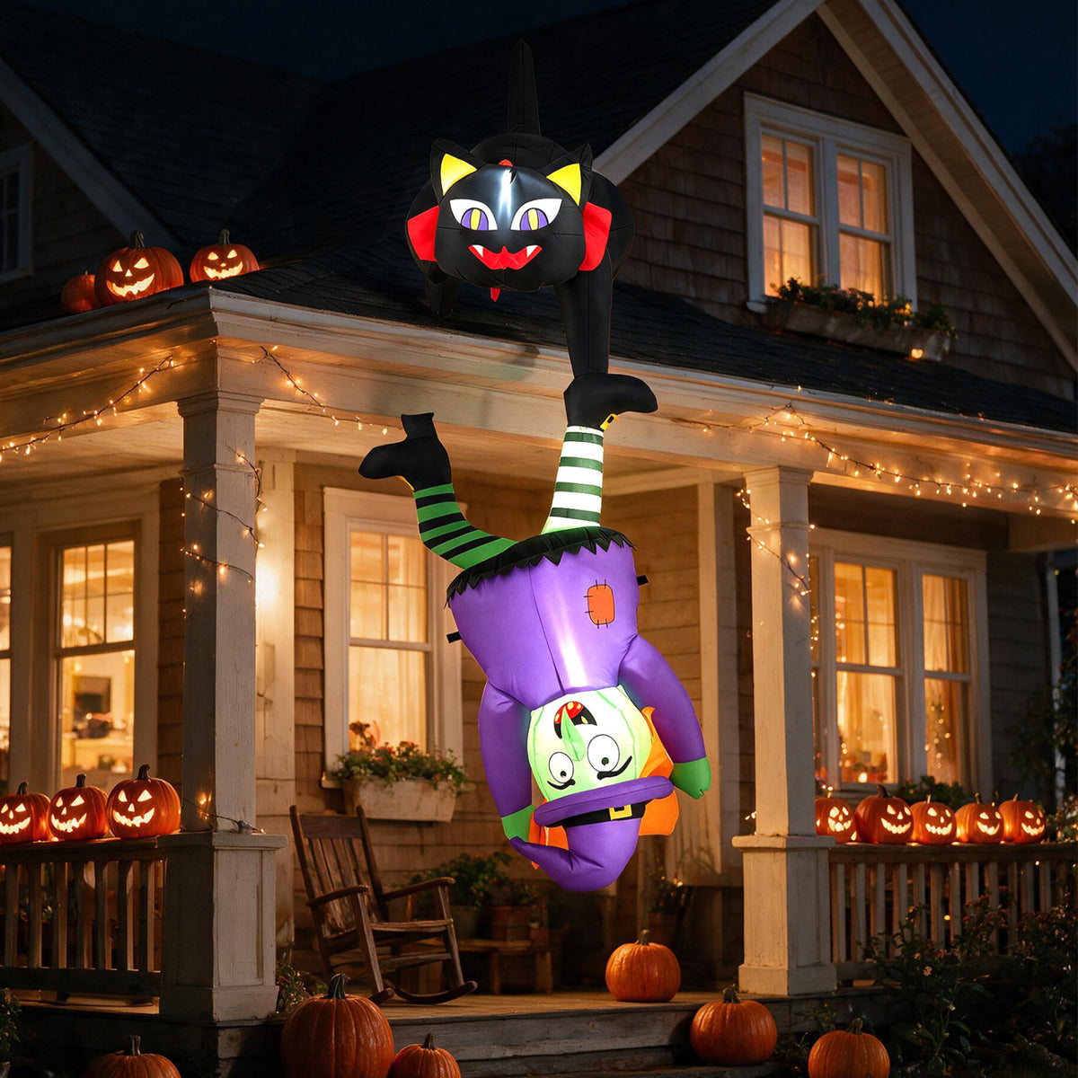 6.2 FT Halloween Inflatable Witch Cat, LED Lights, Black Halloween at Gallery Canada