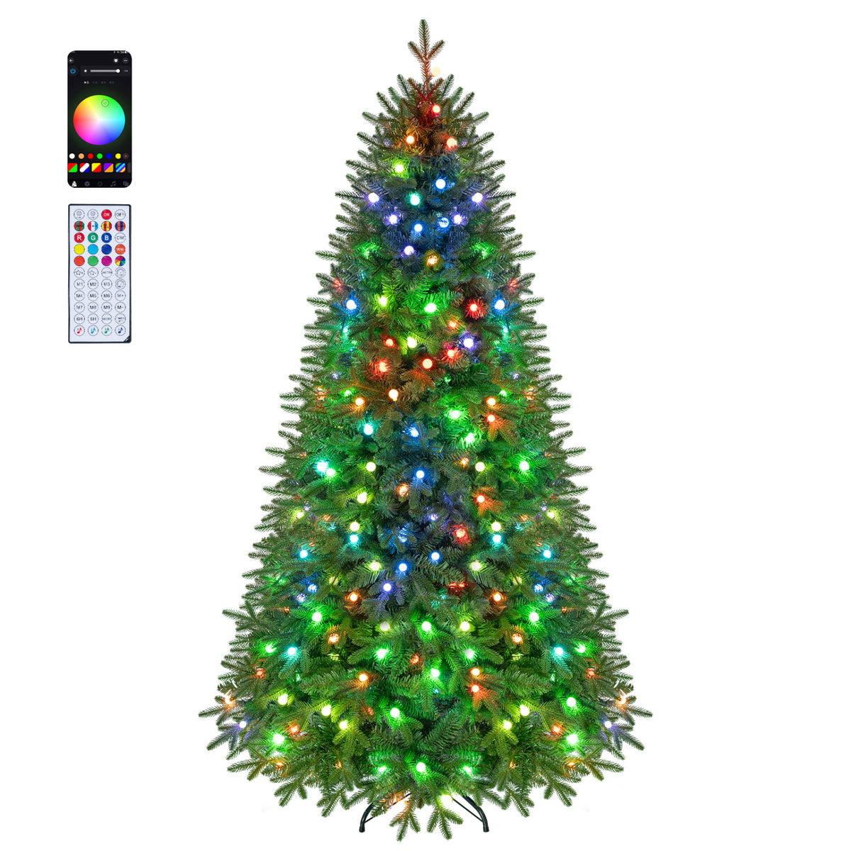 6.3 FT Smart Christmas Tree, 230 Pre-Lit RGB LED Lights, M, Green
