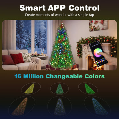 6.3 FT Smart Christmas Tree, 230 Pre-Lit RGB LED Lights, M, Green