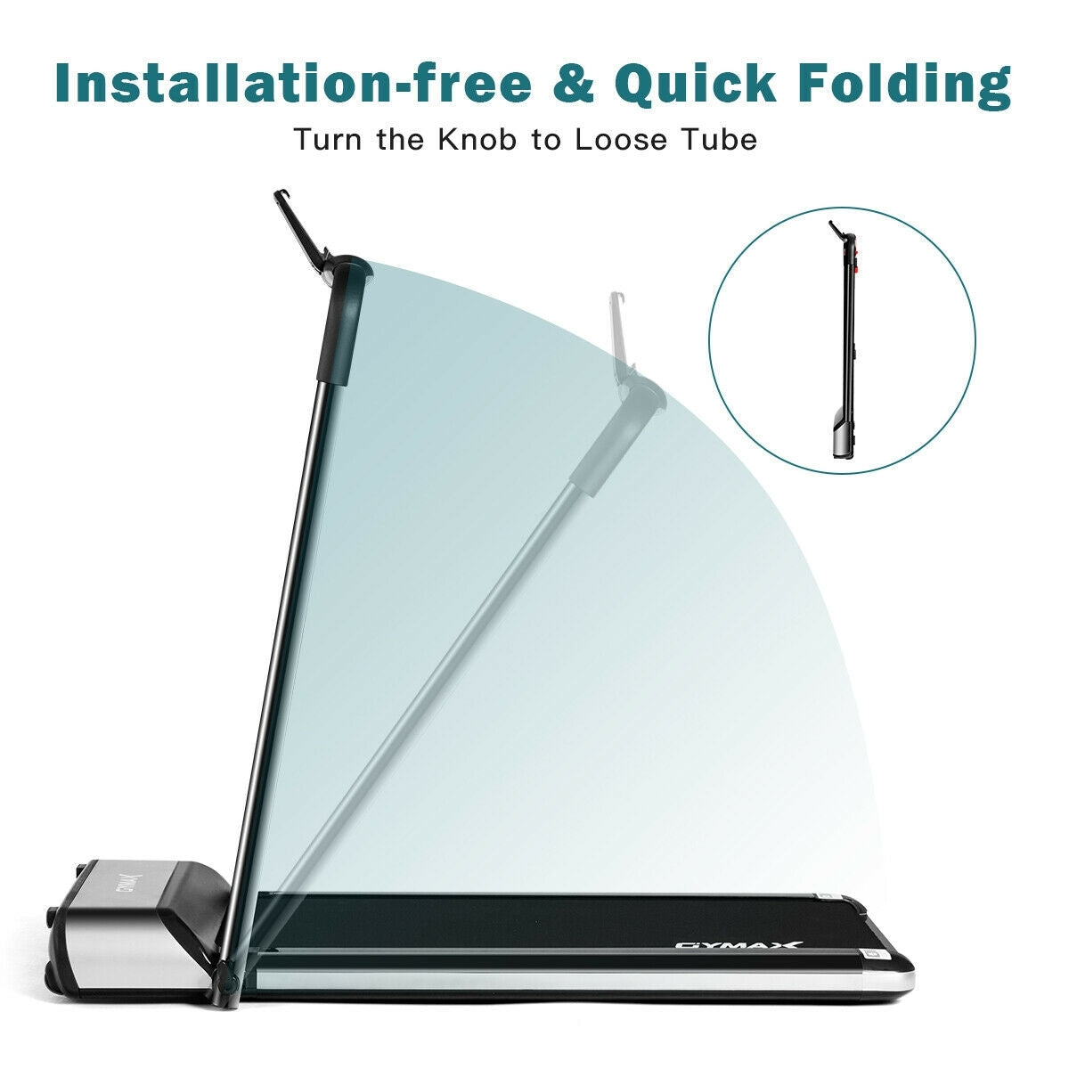 Ultra-thin Electric Folding Motorized Treadmill with LCD Monitor Low Noise, Black Treadmills at Gallery Canada