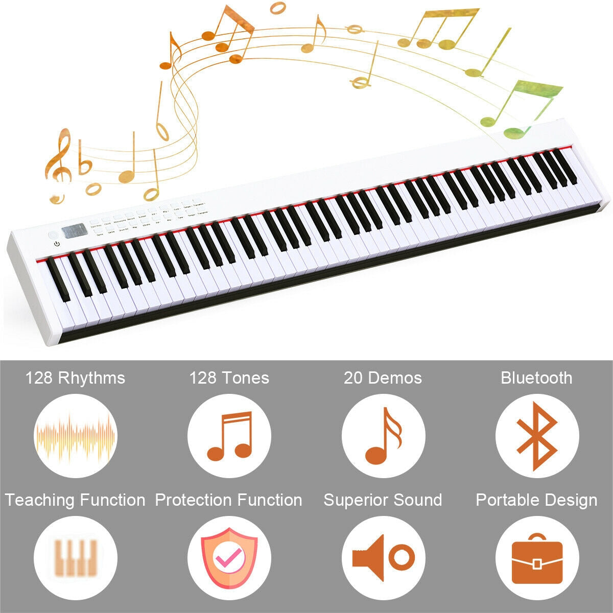 BX-II 88-key Portable Digital Piano with MP3, White Pianos & Keyboards at Gallery Canada