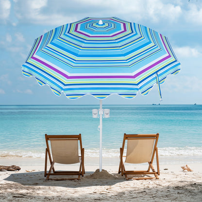 Beach Umbrella UPF 50+, 6.5 FT with Sand Anchor, Blue