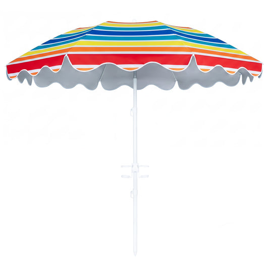 6.5 FT Beach Umbrella UPF 50+ with Sand Anchor, Multicolor Outdoor Umbrellas Multicolor at Gallery Canada