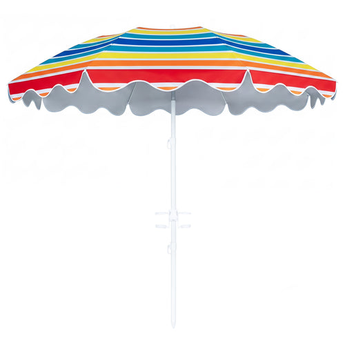 6.5 FT Beach Umbrella UPF 50+ with Sand Anchor, Multicolor