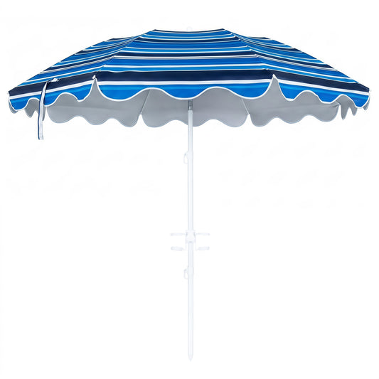 6.5 FT Beach Umbrella UPF 50+ with Sand Anchor, Navy Outdoor Umbrellas Navy at Gallery Canada