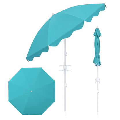 6.5 Ft Beach Umbrella Upf 50+, Turquoise Outdoor Umbrellas Turquoise at Gallery Canada