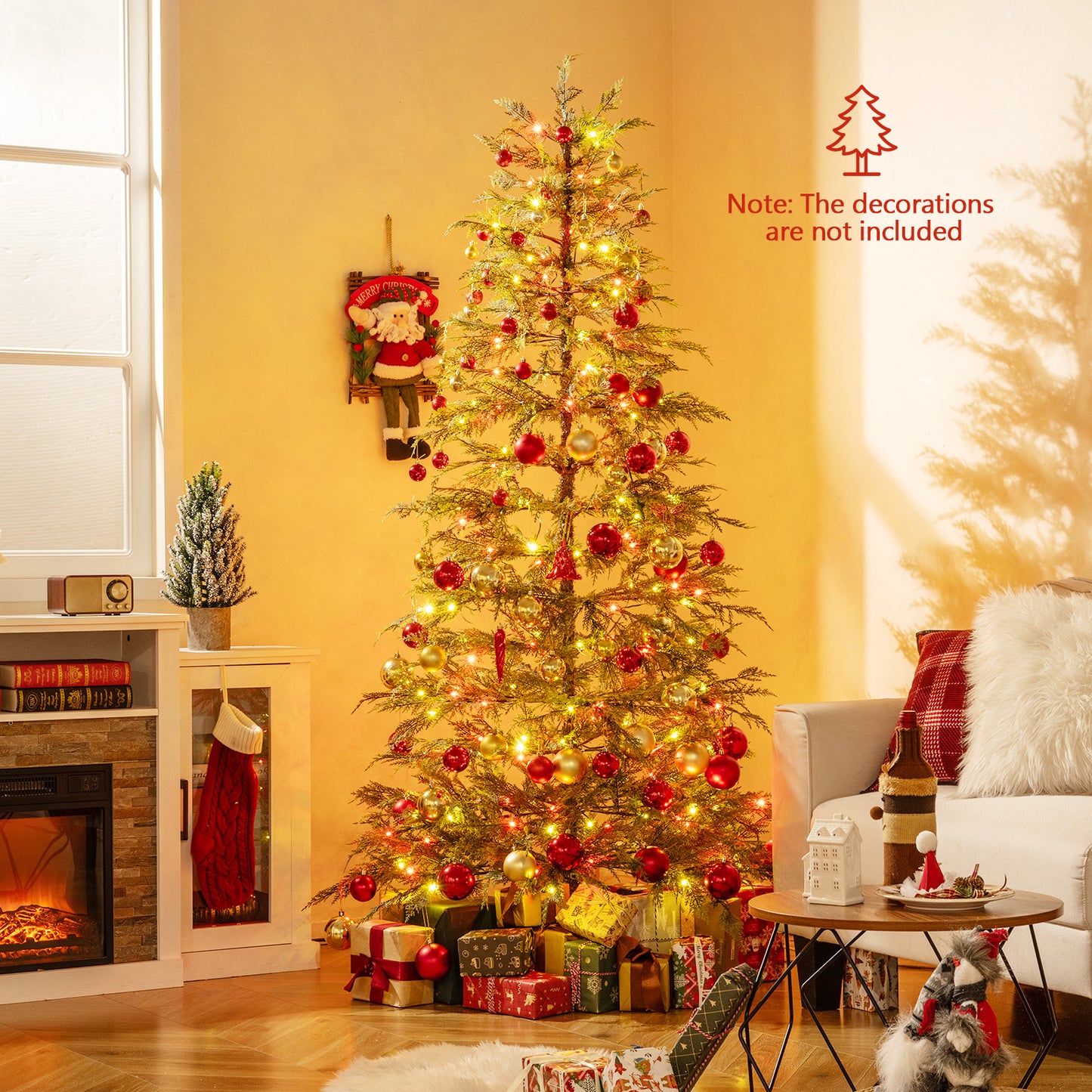 6.5 Feet Artificial Christmas Tree with Branch Tips and Colorful LED Lights, Green Christmas Tree at Gallery Canada