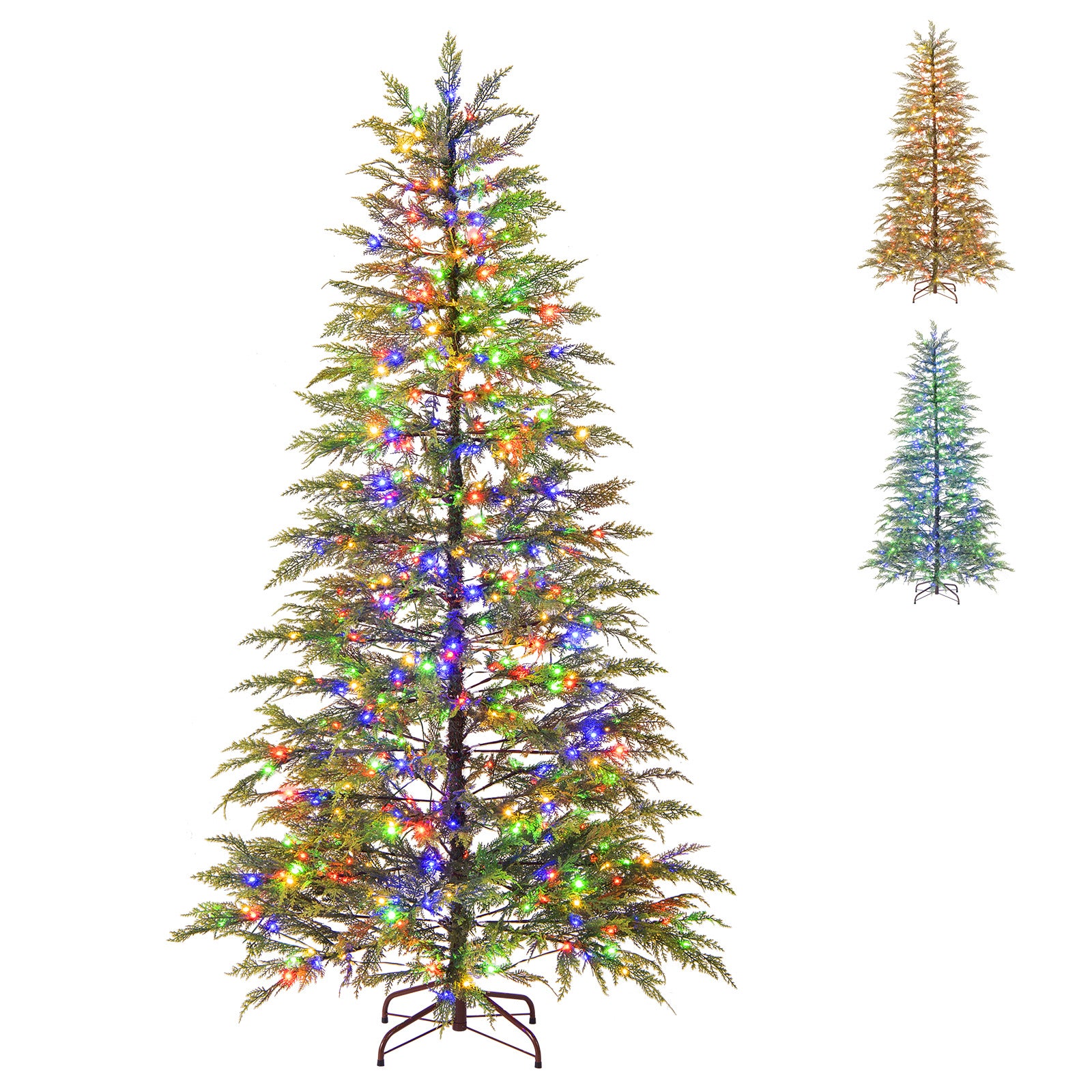 6.5 Feet Artificial Christmas Tree with Branch Tips and Colorful LED Lights, Green Christmas Tree Green at Gallery Canada