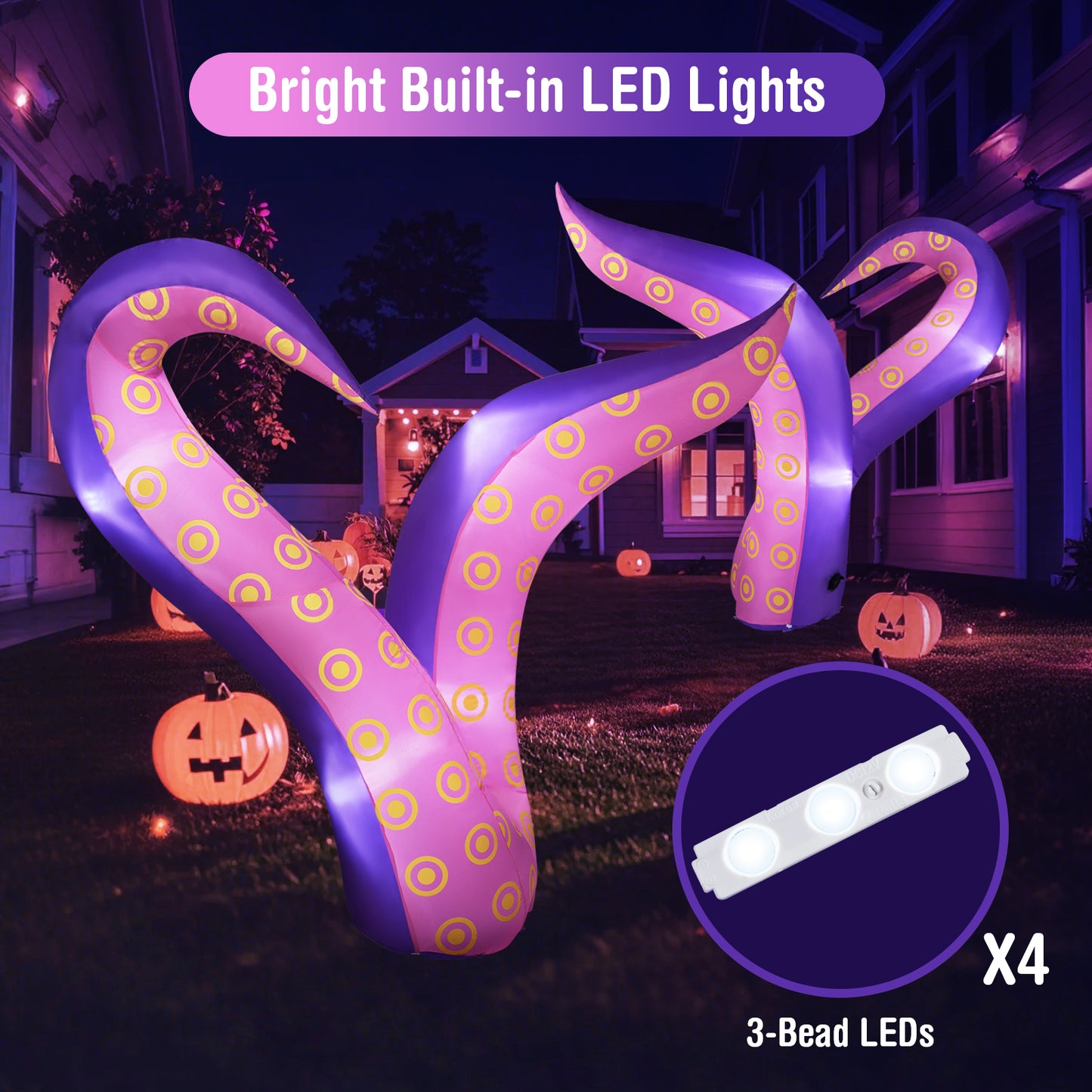 6.5 Ft Inflatable Tentacles with LED Lights and Suction Cups Halloween at Gallery Canada