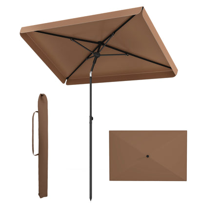 6.5 x 4.3 FT Rectangular Outdoor Balcony Umbrella, Tilt Adjust, Brown Outdoor Umbrellas at Gallery Canada
