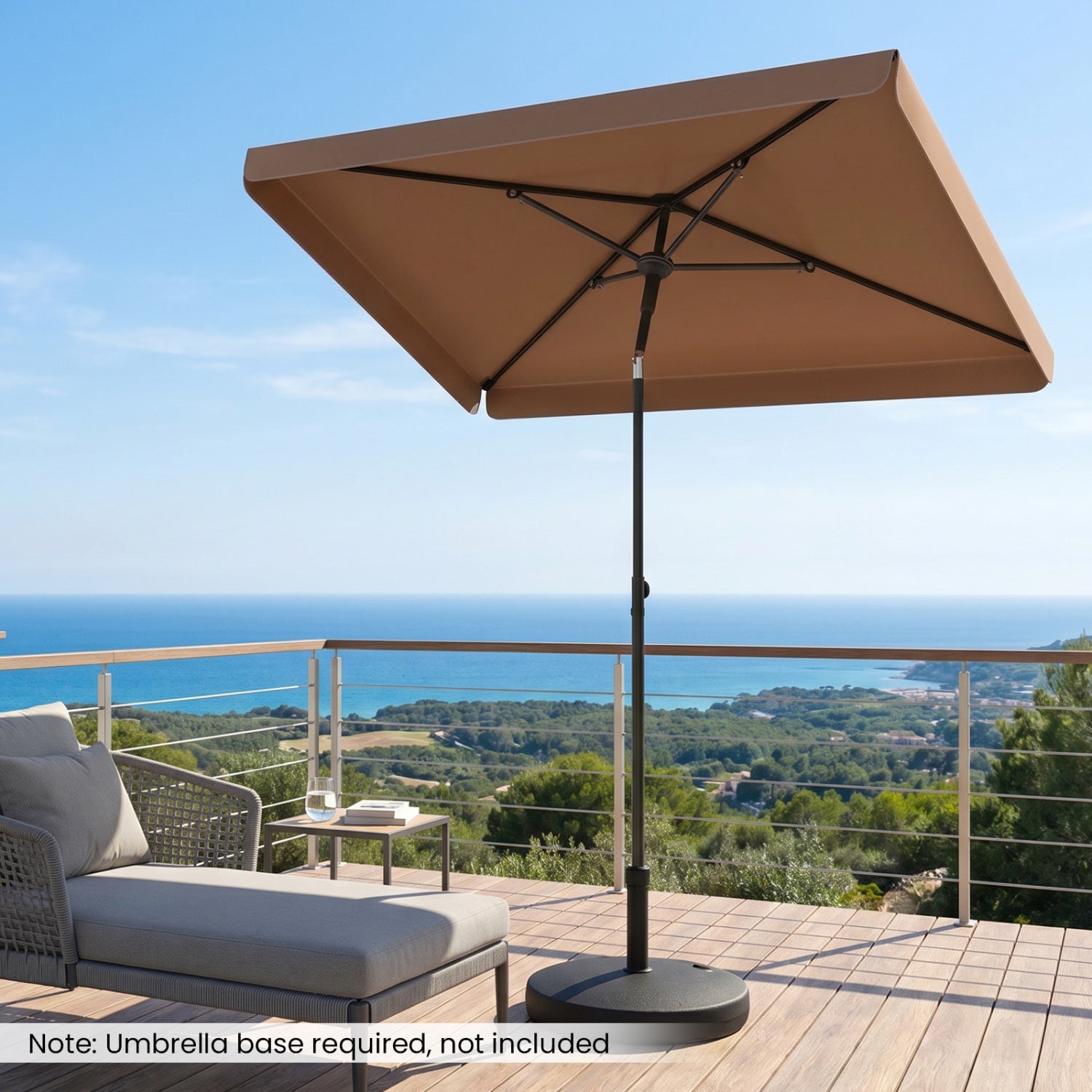 6.5 x 4.3 FT Rectangular Outdoor Balcony Umbrella, Tilt Adjust, Brown Outdoor Umbrellas at Gallery Canada