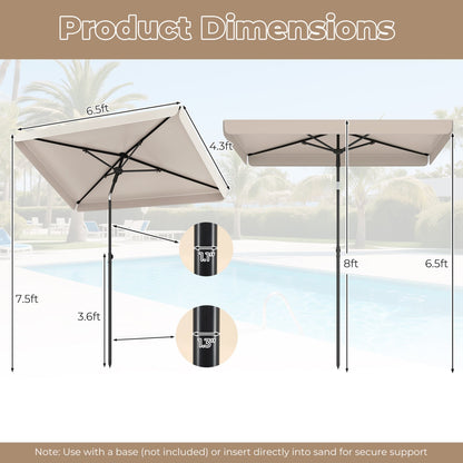 6.5 X 4.3 Ft Rectangular Outdoor Umbrella, Beige