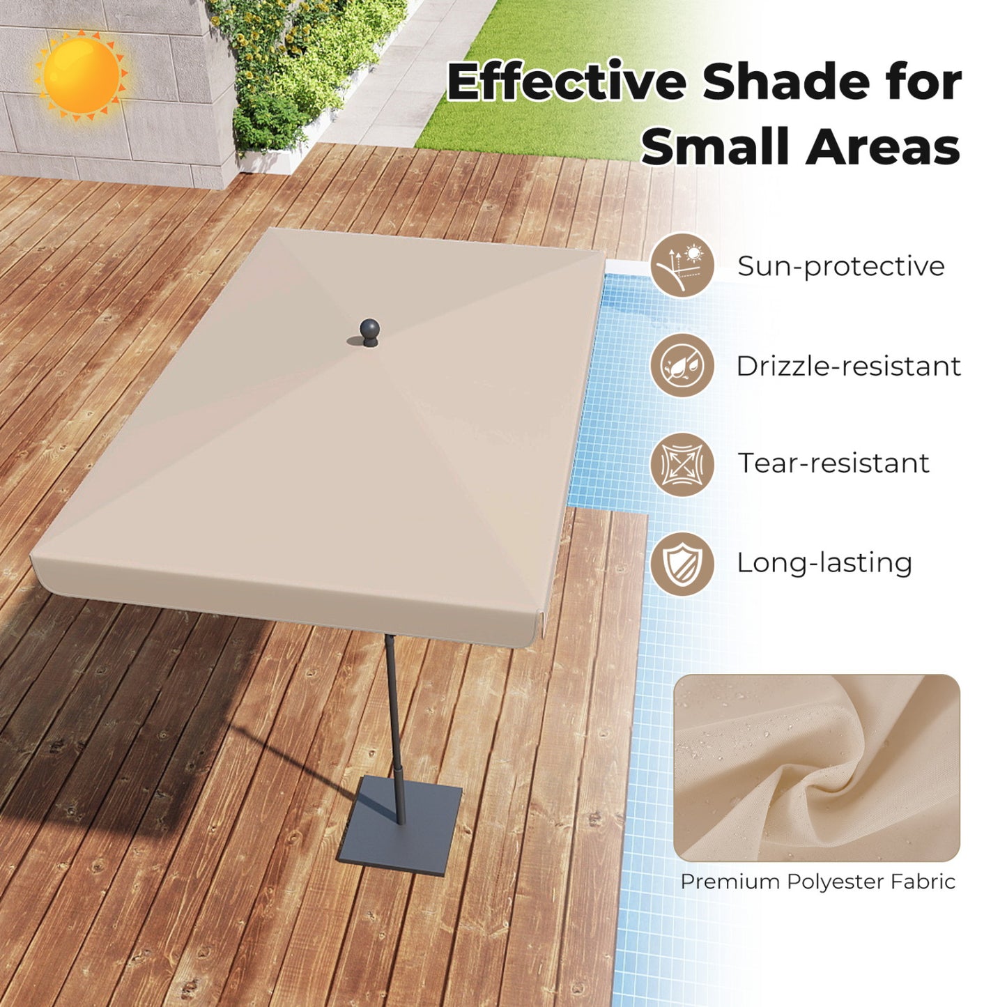 6.5 X 4.3 Ft Rectangular Outdoor Umbrella, Beige