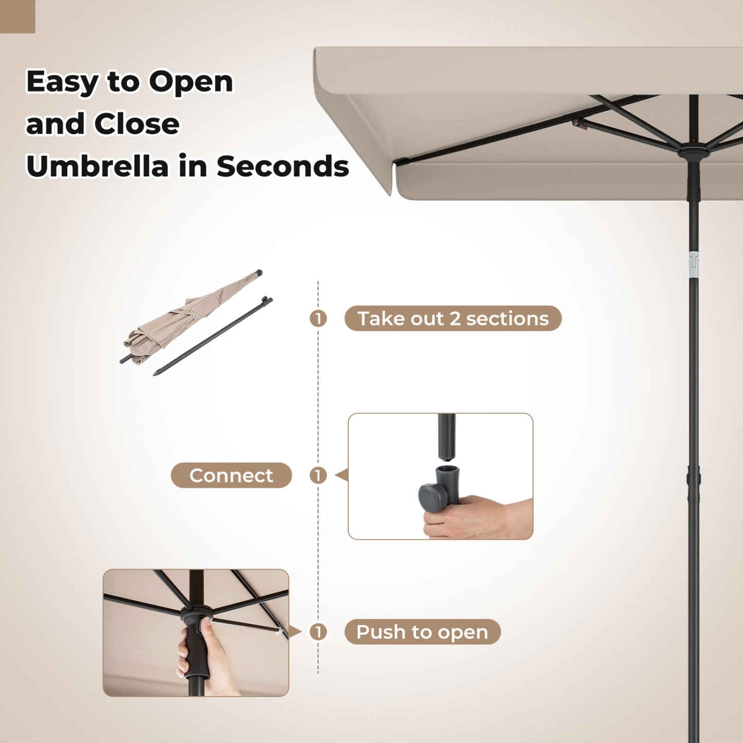 6.5 X 4.3 Ft Rectangular Outdoor Umbrella, Beige