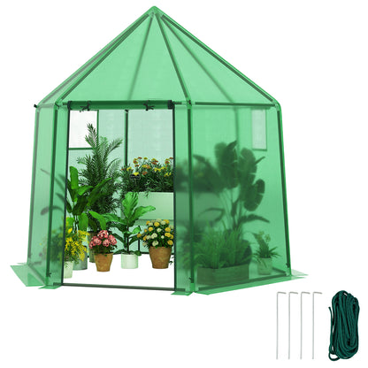 6.5 x 5.6 x 6.2 FT Mini Walk-in Greenhouse Portable Outdoor Warm House for Winter with PE Cover, Green Greenhouses Green at Gallery Canada