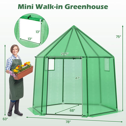6.5 x 5.6 x 6.2 FT Mini Walk-in Greenhouse Portable Outdoor Warm House for Winter with PE Cover, Green Greenhouses at Gallery Canada