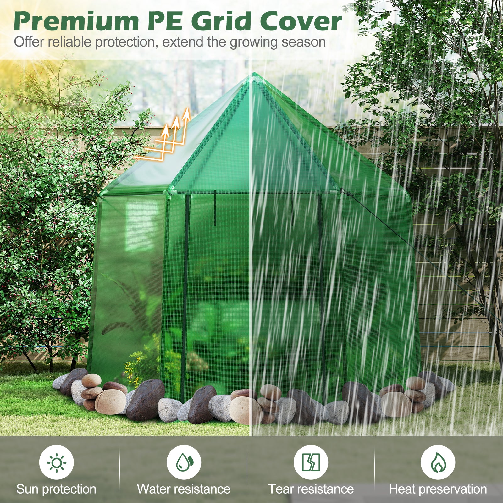 6.5 x 5.6 x 6.2 FT Mini Walk-in Greenhouse Portable Outdoor Warm House for Winter with PE Cover, Green Greenhouses at Gallery Canada