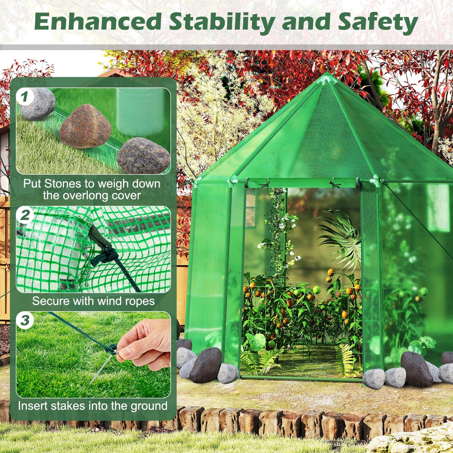6.5 x 5.6 x 6.2 FT Mini Walk-in Greenhouse Portable Outdoor Warm House for Winter with PE Cover, Green Greenhouses at Gallery Canada