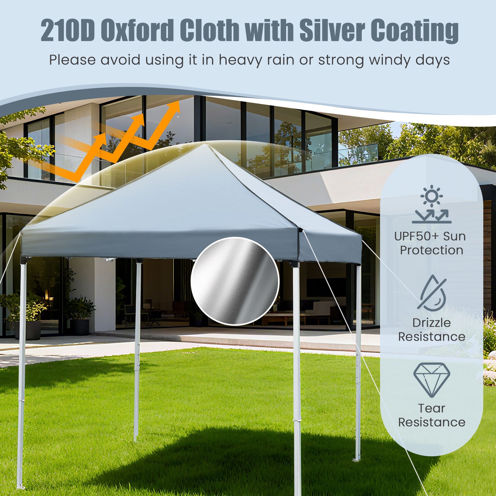 6.5 x 6.5 FT Pop up Canopy Tent with 4 Sidewalls and Wheeled Bag-Grey, Gray Canopies at Gallery Canada