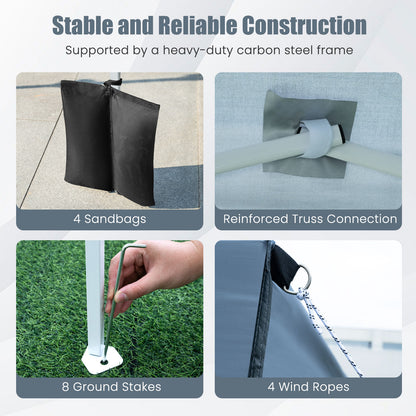 6.5 x 6.5 FT Pop up Canopy Tent with 4 Sidewalls and Wheeled Bag-Grey, Gray Canopies at Gallery Canada