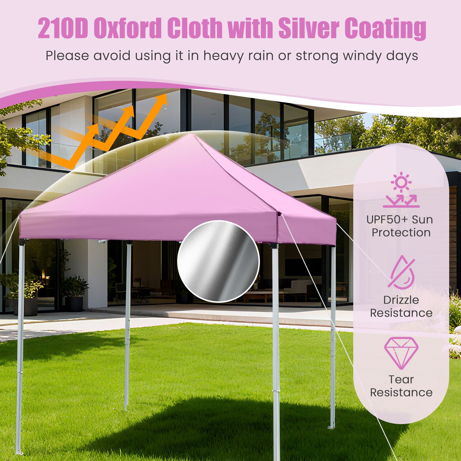 6.5 x 6.5 FT Pop up Canopy Tent with 4 Sidewalls and Wheeled Bag, Pink Canopies at Gallery Canada