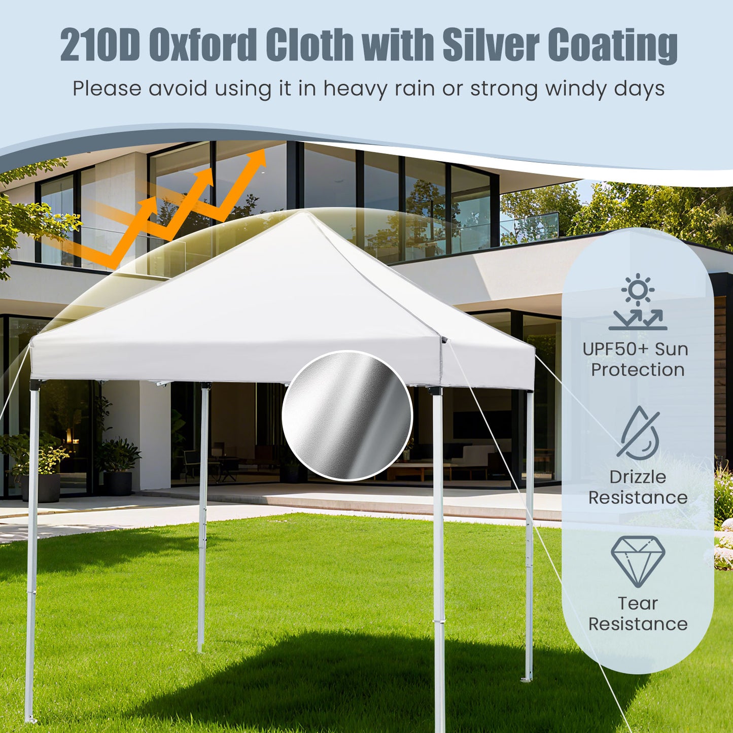 6.5 x 6.5 FT Pop up Canopy Tent with 4 Sidewalls and Wheeled Bag-white, White Canopies at Gallery Canada