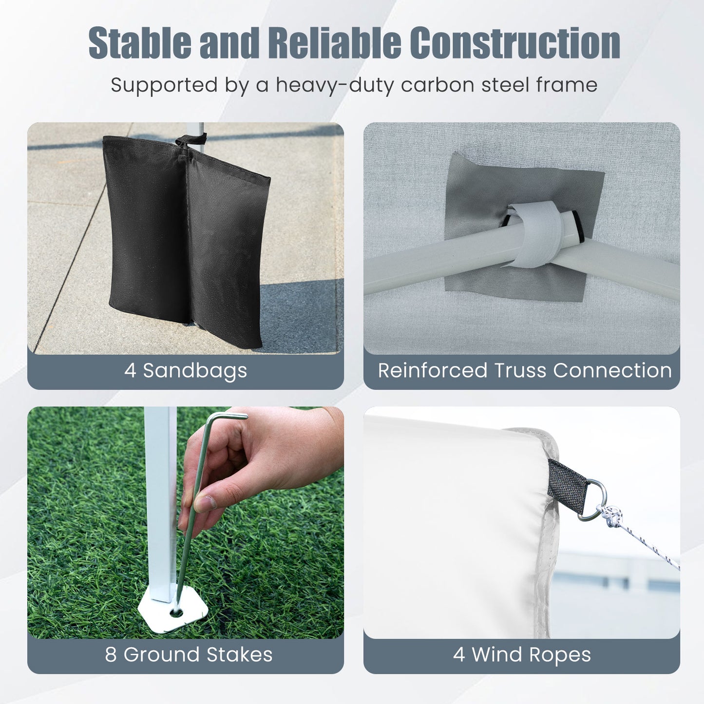 6.5 x 6.5 FT Pop up Canopy Tent with 4 Sidewalls and Wheeled Bag-white, White Canopies at Gallery Canada