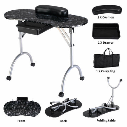 Manicure Nail Table Portable Station Desk Spa Beauty Salon Equipment 2 Color, Black Nail Care at Gallery Canada