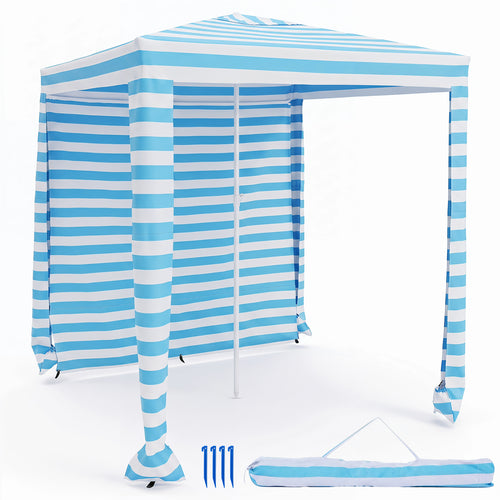 6.6 x 6.6 Feet Foldable Beach Canopy With Carry Bag, Blue