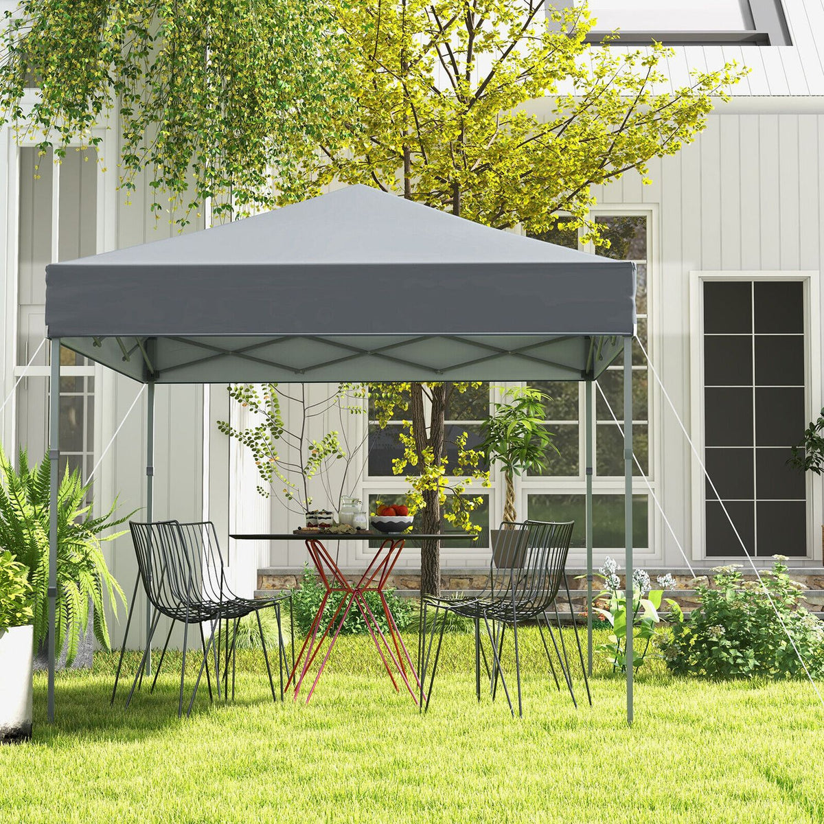 Tente parapluie extérieure pliable de 6,6 x 6,6 pieds, UPF 50+, gris