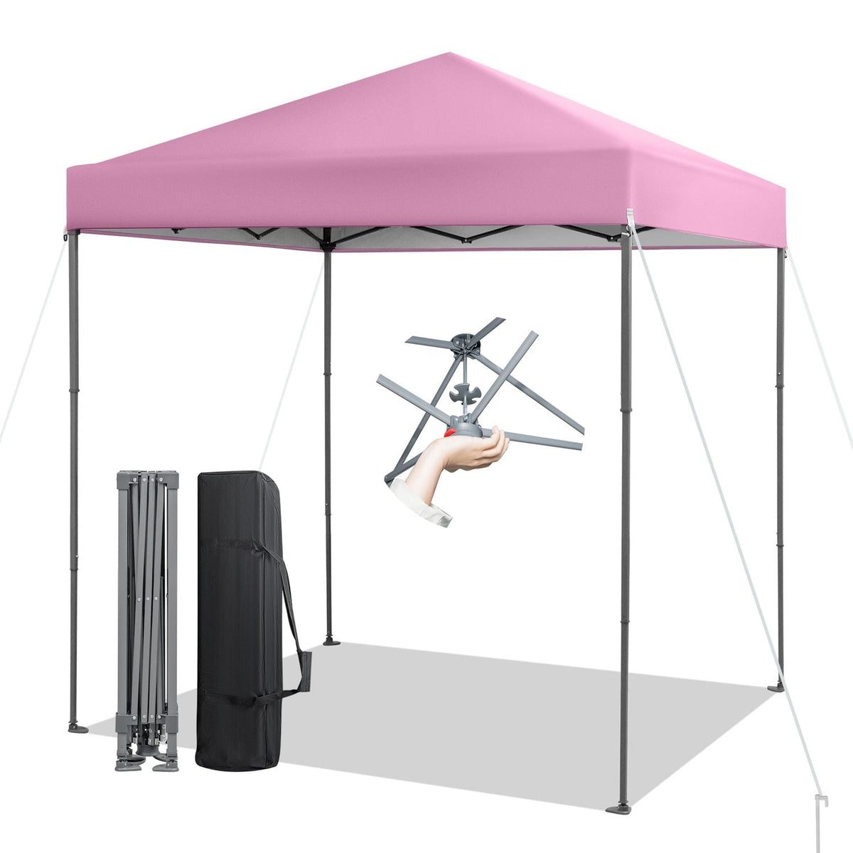 Tente pliante de 6,6 x 6,6 pieds, UPF 50+, rose