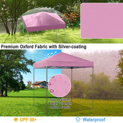 Tente pliante de 6,6 x 6,6 pieds, UPF 50+, rose
