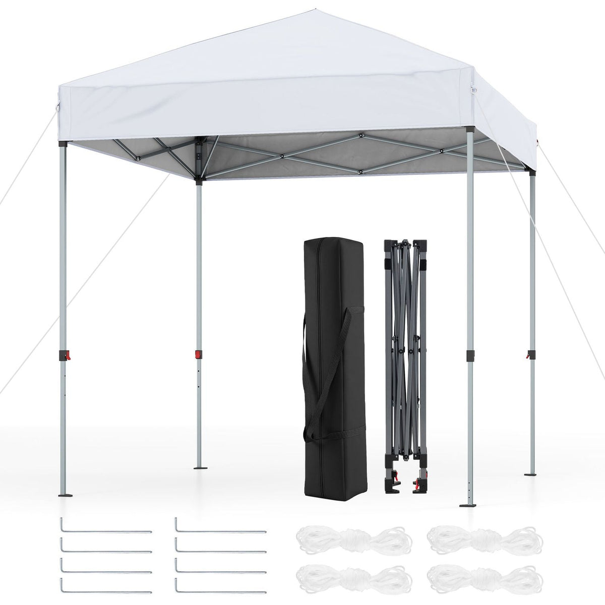 Tente parapluie pop-up extérieure de 6,6 x 6,6 pieds, UPF 50+, blanche