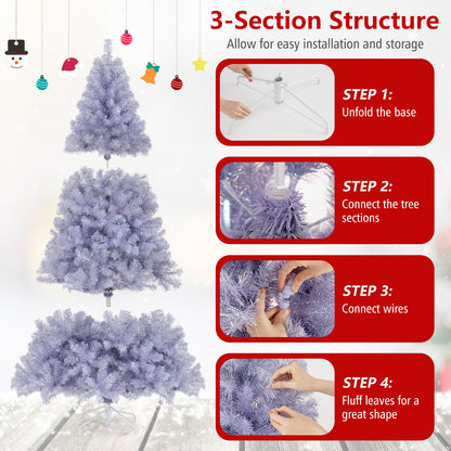 6/7.5 FT Pre-Lit Tinsel Christmas Tree Artificial Xmas Tree-M, Green Christmas Tree at Gallery Canada