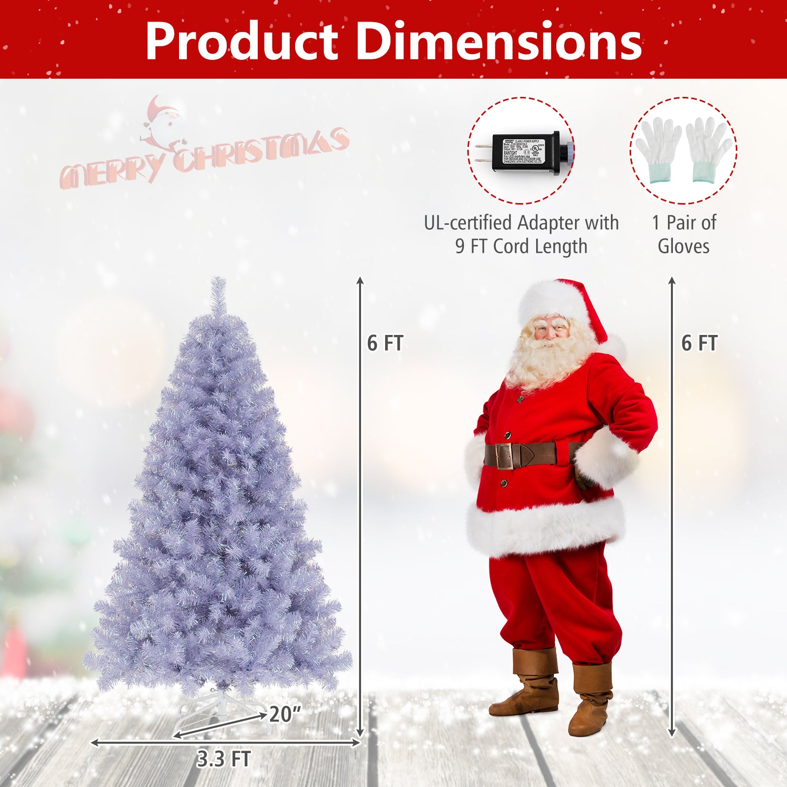 6/7.5 FT Pre-Lit Tinsel Christmas Tree Artificial Xmas Tree-S, Purple Christmas Tree at Gallery Canada