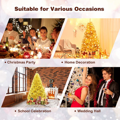 6 ft Artificial Tinsel Christmas Tree, Hinged, Foldable Stand, Gold Christmas Tree at Gallery Canada