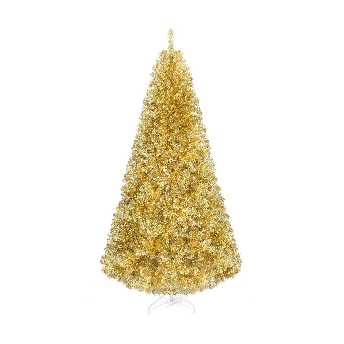 7.5 ft Artificial Tinsel Christmas Tree, Foldable Stand, Gold Christmas Tree at Gallery Canada