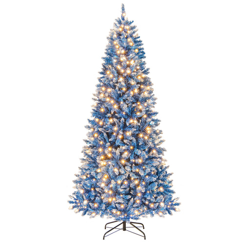 7 FT Artificial Christmas Tree, 767 Snowy Branch Tips, Blue